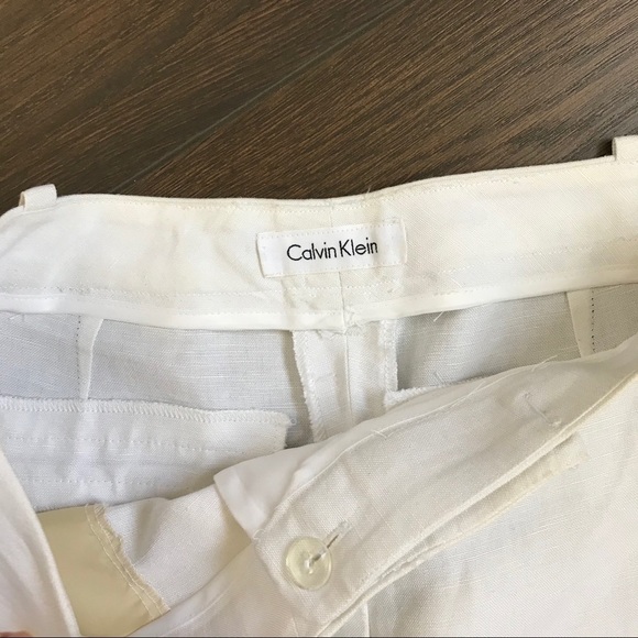 Calvin Klein collection white linen blend pant - Picture 2 of 5